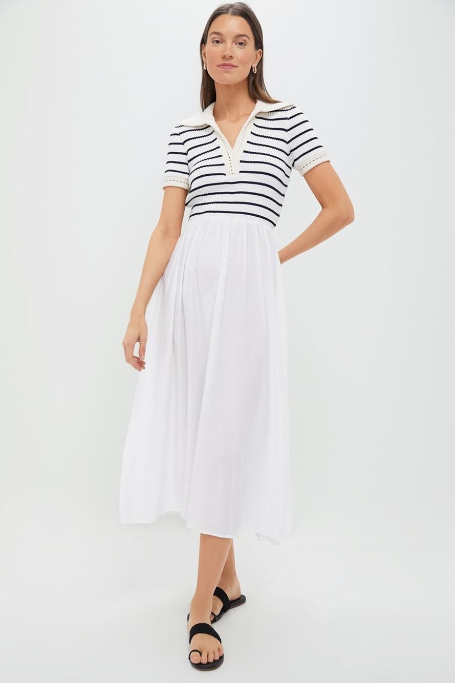 MOON RIVER Ivory Striped Polo Midi Dress Size S NWT Retail $128 Tuckernuck